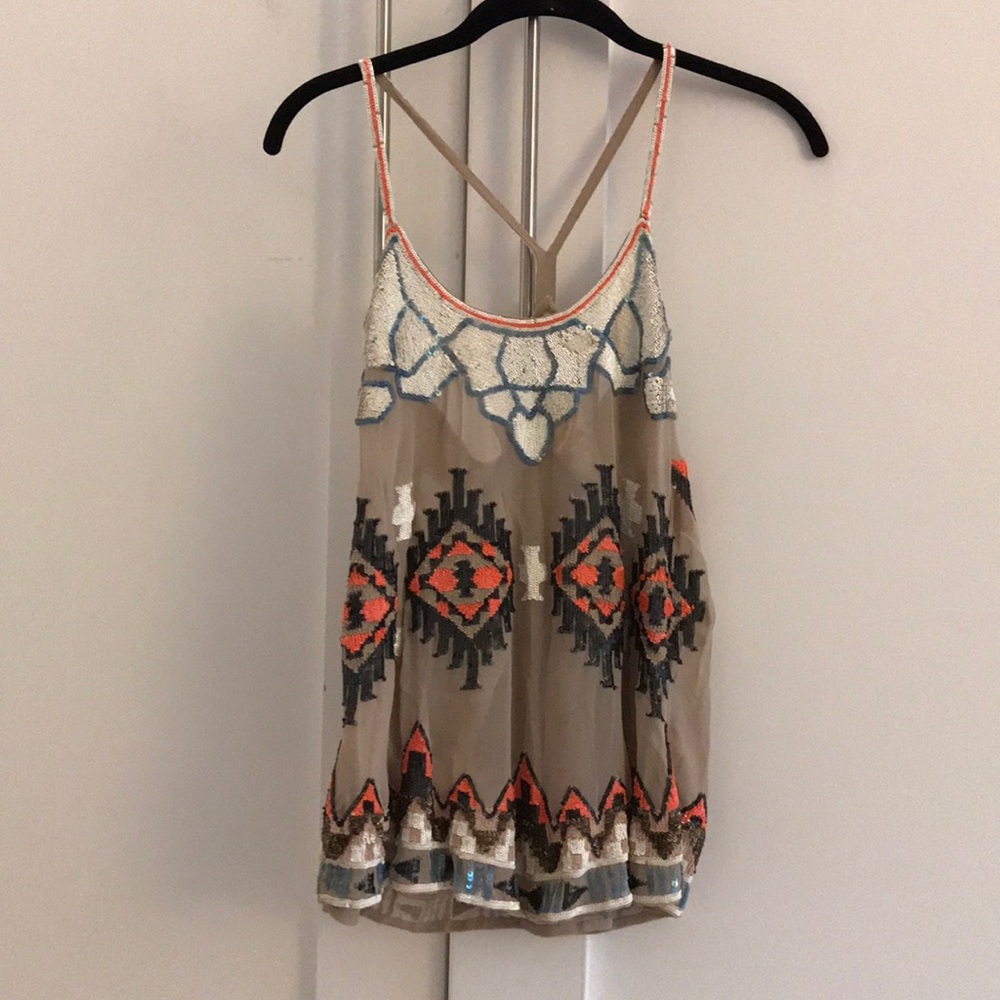 Sequined and mesh All Saints top